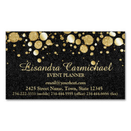 Gold Foil Confetti auf der Black Magnetic Business Magnetische Visitenkarte