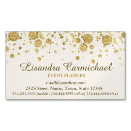 Gold Foil Confetti auf der weißen Magnetkarte Magnetische Visitenkarte