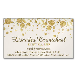 Gold Foil Confetti auf der weißen Magnetkarte Magnetische Visitenkarte