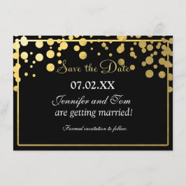 Gold Foil Confetti Black Invitation Rett Date Card Einladung