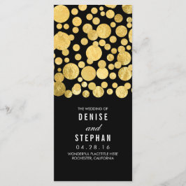 Gold Foil Confetti Black Wedding Programs Programm