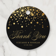 Gold Foil Confetti Black Wedding Vielen Dank