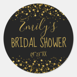 Gold Foil Confetti Brautparty ID455 Runder Aufkleber