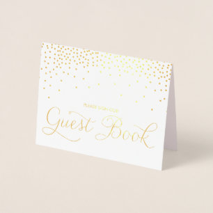 Gold Foil Confetti Dots Gästebuch Folienkarte