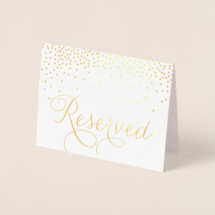 Gold Foil Confetti Dots vorbehalten Hochzeitszeich Folienkarte