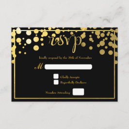 Gold Foil Confetti Dots Wedding RSVP Card Karte
