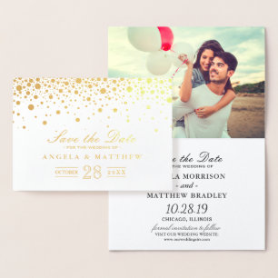 Gold Foil Confetti Dots Wedding speichern das Datu Folienkarte