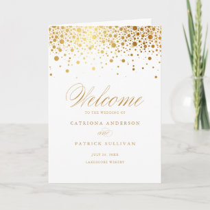 Gold Foil Confetti Dots White Wedlet Booklet Programm