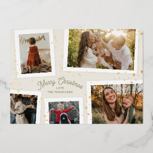 Gold Foil Confetti Erinnerungen Weihnachts-Fotokar Folien Feiertagskarte