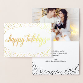 Gold Foil Confetti - Happy Holidays Foto Folienkarte