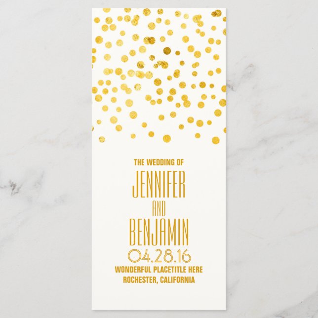 Gold Foil Confetti Hochzeitsprogramme Programm (Vorderseite)