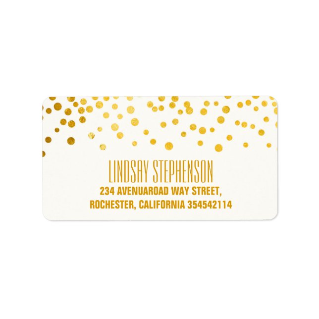 Gold Foil Confetti Wedding Adressaufkleber (Vorne)