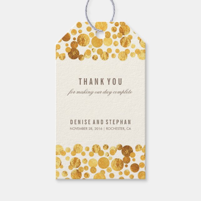 Gold Foil Confetti Wedding Geschenkanhänger (Vorderseite)