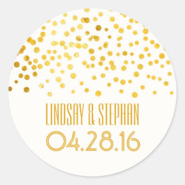 Gold Foil Confetti Wedding Runder Aufkleber