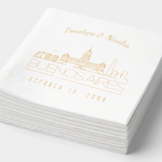 Gold Foil Custom Buenos Aires Wedding Napkins Servietten Mit Folie (Ausschnitt)