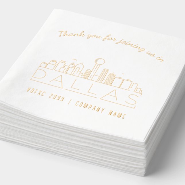 Gold Foil Custom Dallas Corporate Event Napkins Servietten Mit Folie (Ausschnitt)