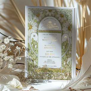 Gold Foil Daisies Hochzeiten Einladungen Art Nouve
