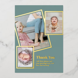 Gold Foil DANK IHNEN Foto Collage Moderner QR CODE Folieneinladung