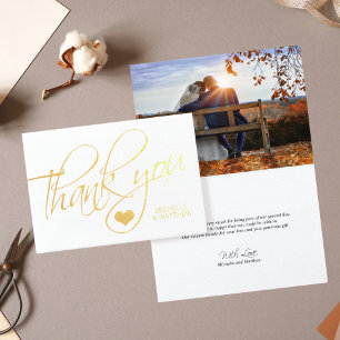 Gold Foil DANK YOU Wedding Heart   FOTO Folienkarte