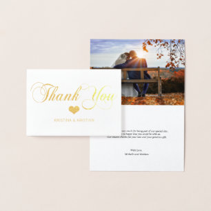 Gold Foil DANK YOU Wedding Heart FOTO Folienkarte