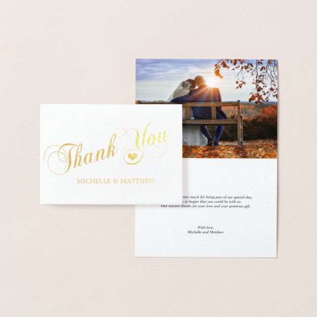 Gold Foil DANK YOU Wedding Heart | FOTO Folienkarte (Anzeige)