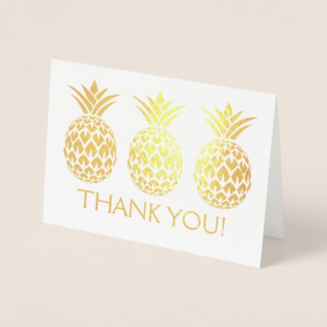 Gold Foil Dankeschön Karte mit Ananas Muster (Vorderseite)