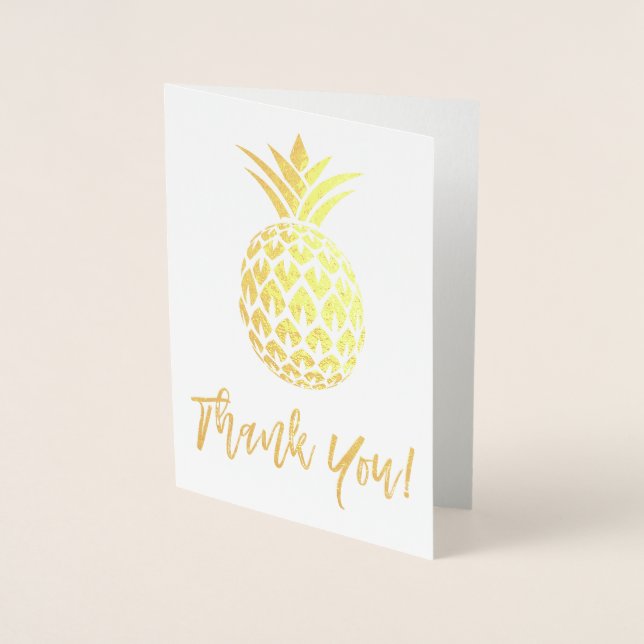 Gold Foil Dankeschön Karte mit Ananas Muster (Vorderseite)