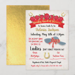 Gold Foil Derby Bridal Einladungen