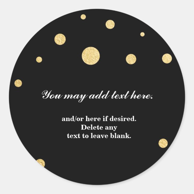 Gold Foil Dot Black Modern Wedding Bridal Sticker (Vorderseite)