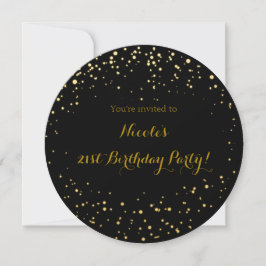 Gold Foil Dots & Black Modern Circle Einladungen