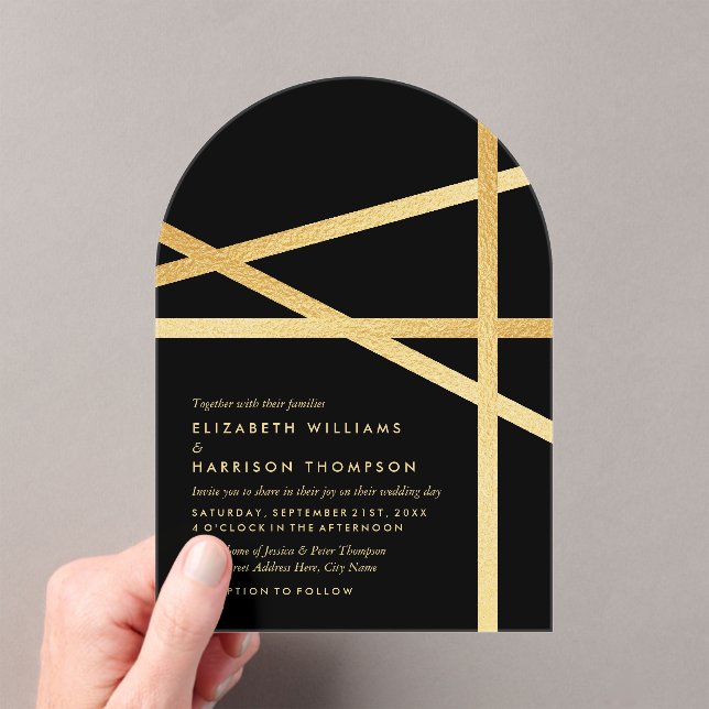 Gold Foil Effect Geometric Style Wedding Acryleinladungen (Insitu (Handheld))