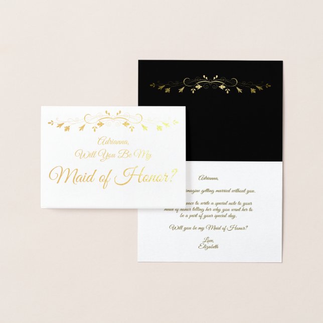 Gold Foil Elegante Trauzeugin Vorschlag Card Folienkarte (Anzeige)