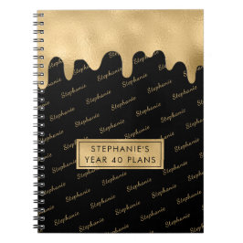 Gold Foil Elegantes Script Typografy Name Pattern Notizblock