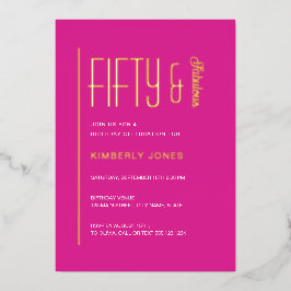 Gold Foil Fifty and Fabulous 50th Birthday Party Folieneinladung