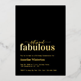 Gold Foil Fifty and Fabulous 50th Birthday Party Folieneinladung