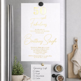 Gold Foil Fifty and Fabulous 50th Birthday Party Folieneinladung