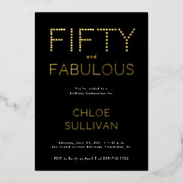 Gold Foil Fifty and Fabulous 50th Birthday Party Folieneinladung