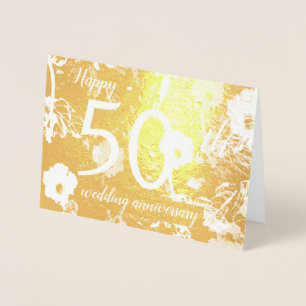 Gold Foil Floral 50th Wedding Anniversary Card Folienkarte