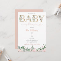 Gold Foil Floral Baby Girl Shower Einladung