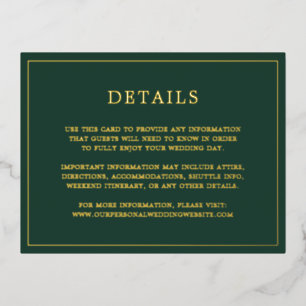 Gold Foil Forest Green Wedding Card Folie Einladungspostkarte