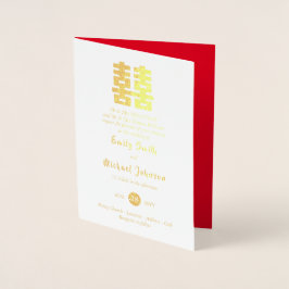 Gold FOIL FOTO Chinesisches Glück Hochzeit Red Folienkarte