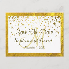 Gold Foil Frame Confetti Hochzeit SPEICHERN DAS DA Ankündigungspostkarte