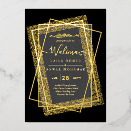 GOLD FOIL Frame Text Nikah Walima Islamische Hochz Folieneinladung