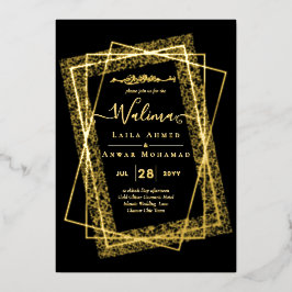 GOLD FOIL Frame Text Nikah Walima Islamische Hochz Folieneinladung