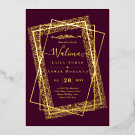 GOLD FOIL Frame Text Nikah Walima Islamische Hochz Folieneinladung