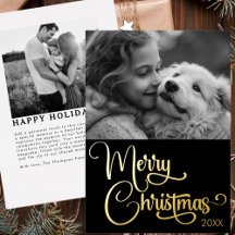Gold Foil Frohe Weihnachts Custom Family Picture
