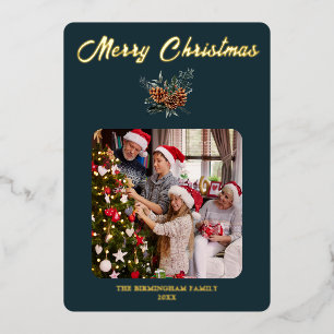 Gold Foil Frohe Weihnachts Foto Weihnachtskarte Folien Feiertagskarte