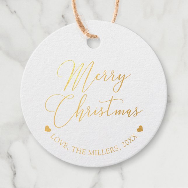 Gold Foil Frohe Weihnachtsgeschenke Tags (Vorderseite)