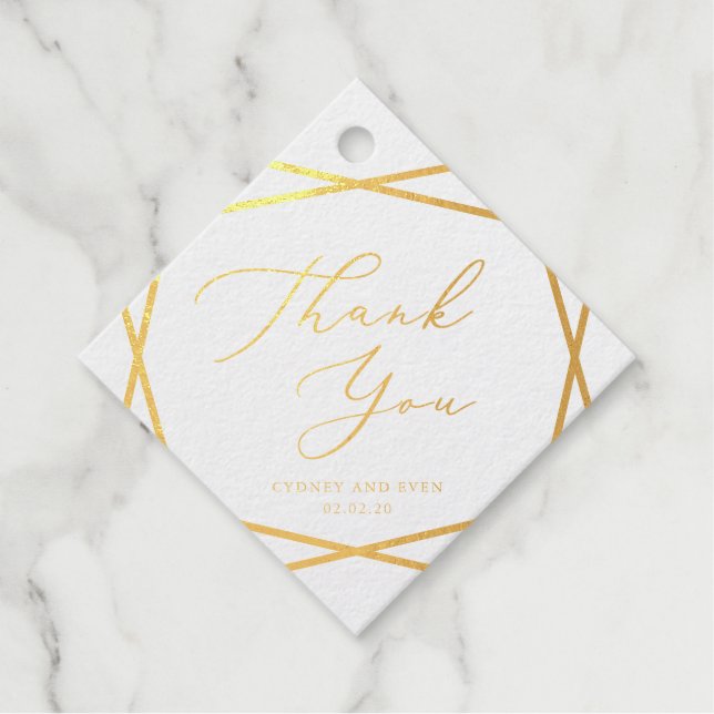 Gold Foil Geometric Vielen Dank Geschenkanhänger (Vorderseite)