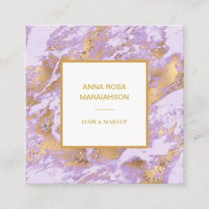 *~* Gold Foil Girly Luxe Lavendel Marmor Modern Quadratische Visitenkarte